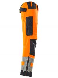 Strapazierfähige Warnschutzhose in Orange-Schwarzblau